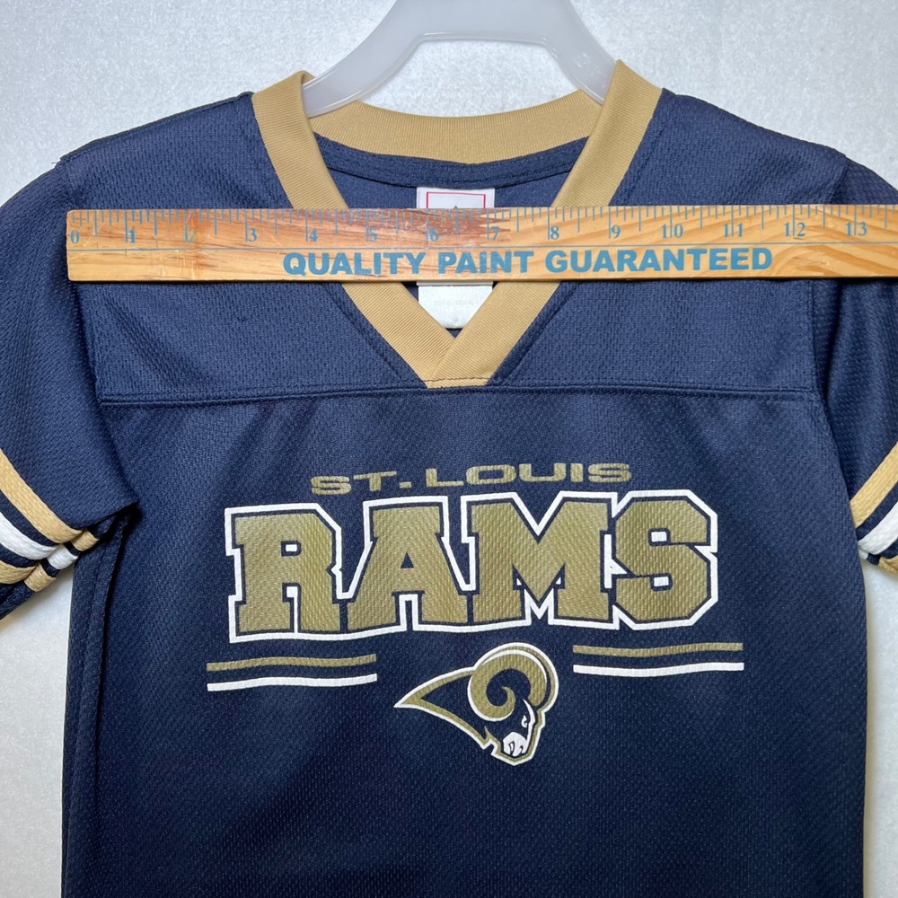 Vintage NFL St. Louis Rams Jersey Navy Blue Gold Y2K Football Youth XS 4-5 - Picture 6 of 11